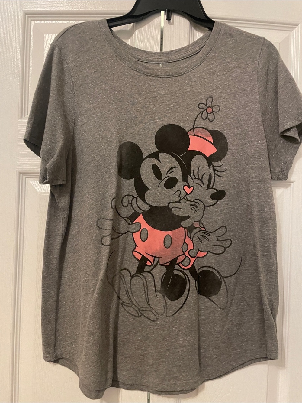 Old Navy Gray Tee with Pink-Accented Mickey & Minnie Graphic